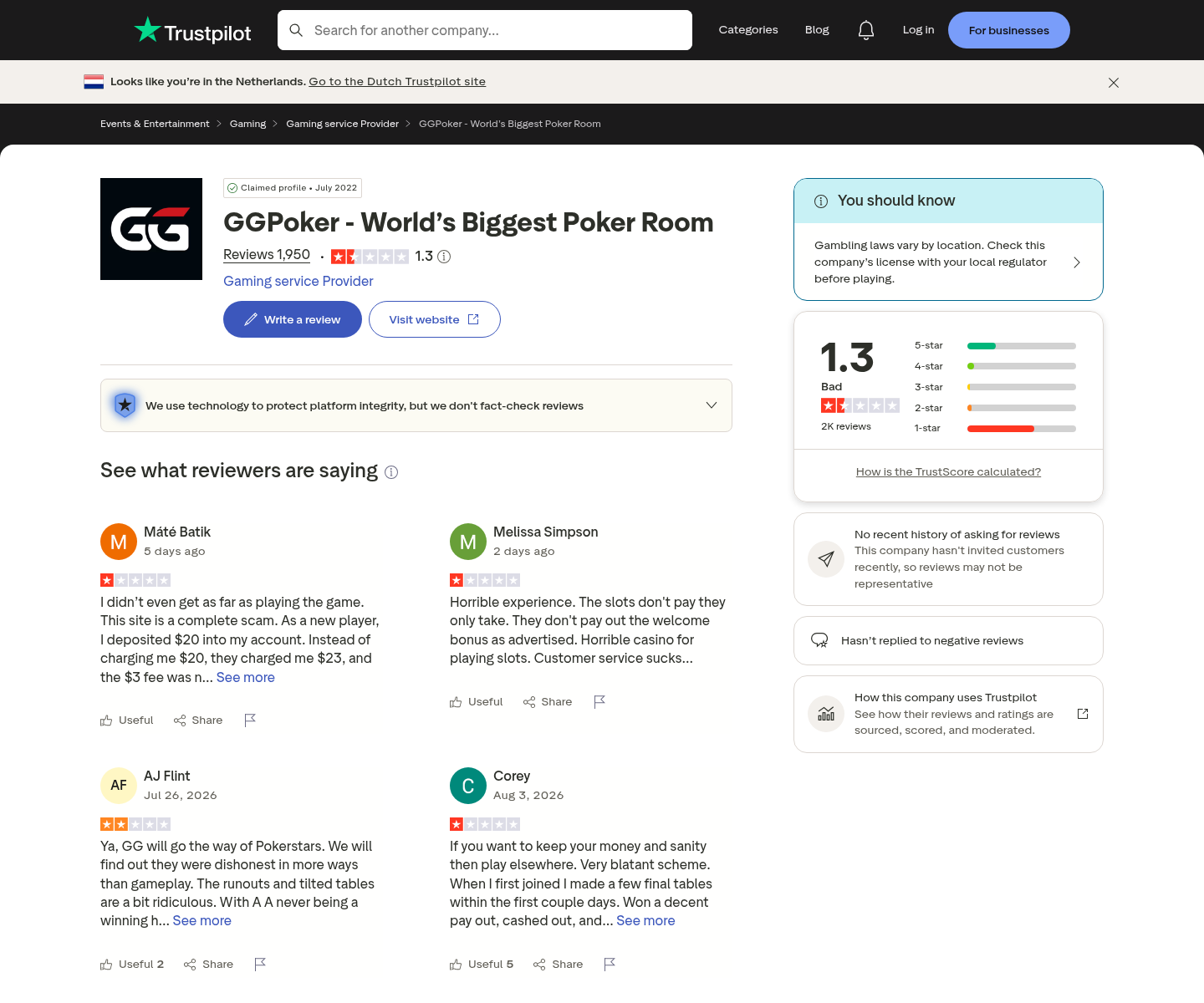 GGpokerに関する利用者投稿の存在を示す資料